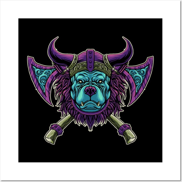 Cool Pitbull Dog Viking Warrior Axe Viking Wall Art by anubis1986